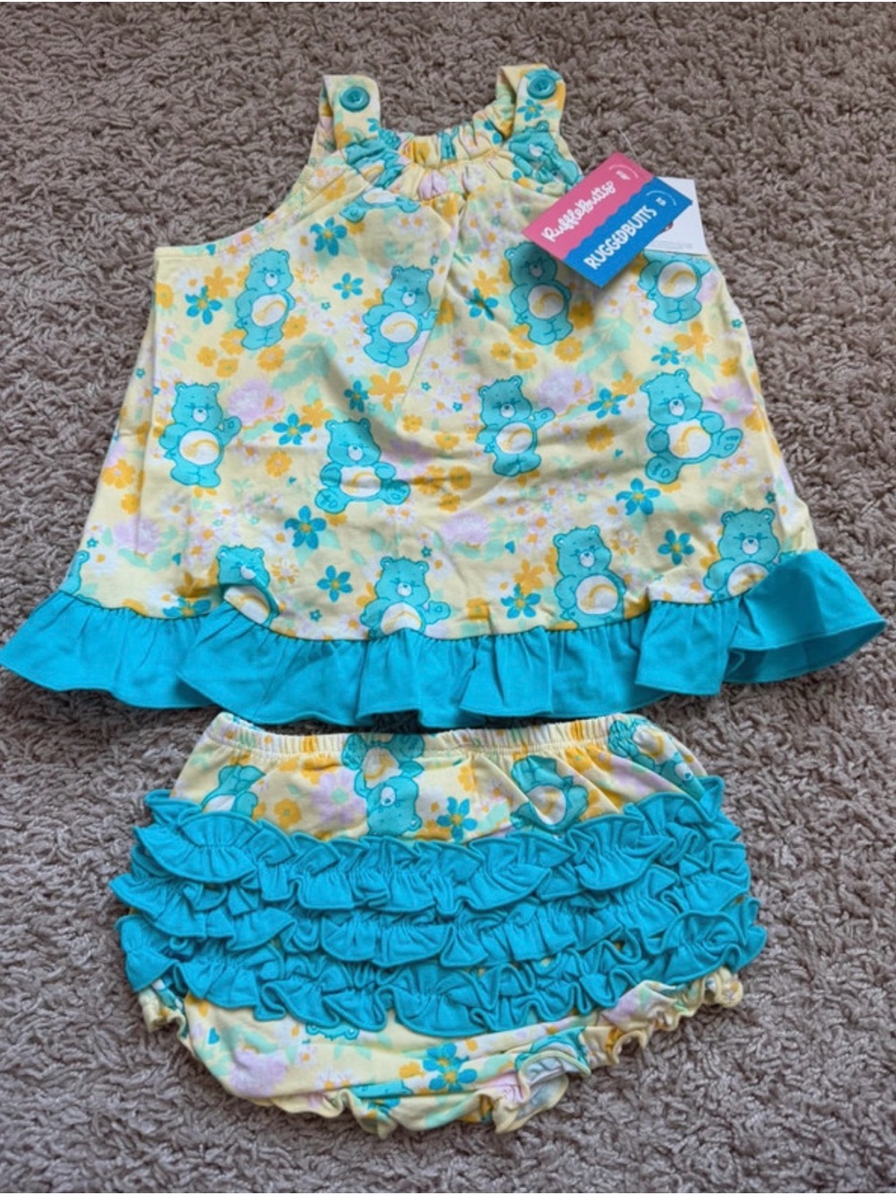RuffleButts Care Bears Tank & Ruffle Bloomers Set Sz 2T/3T